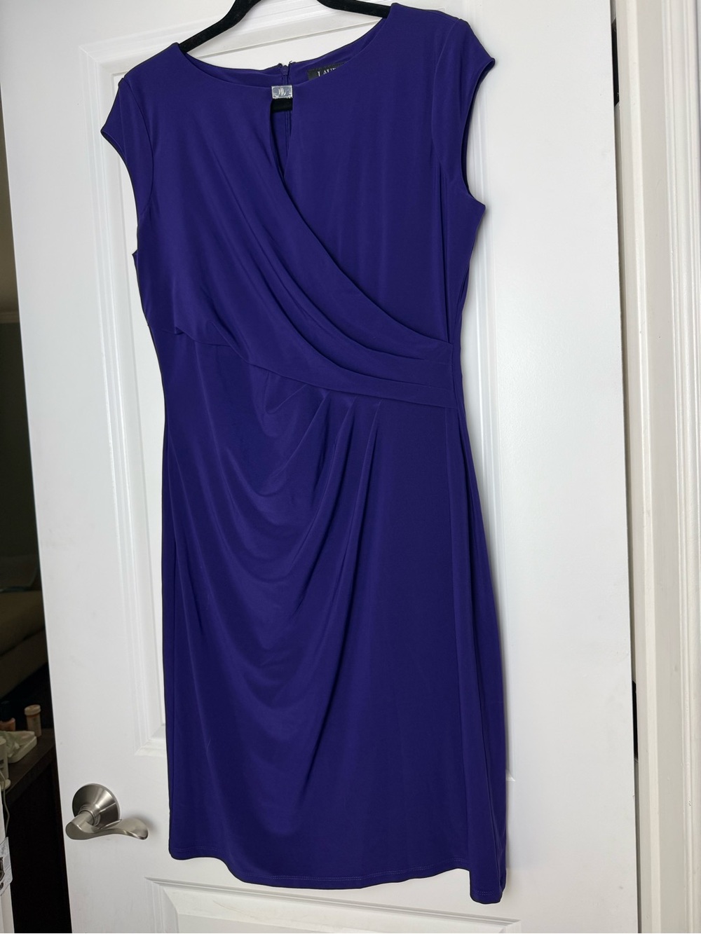 NWT Ralph Lauren Cap Sleeve Faux-Wrap Purple/Blue Dress